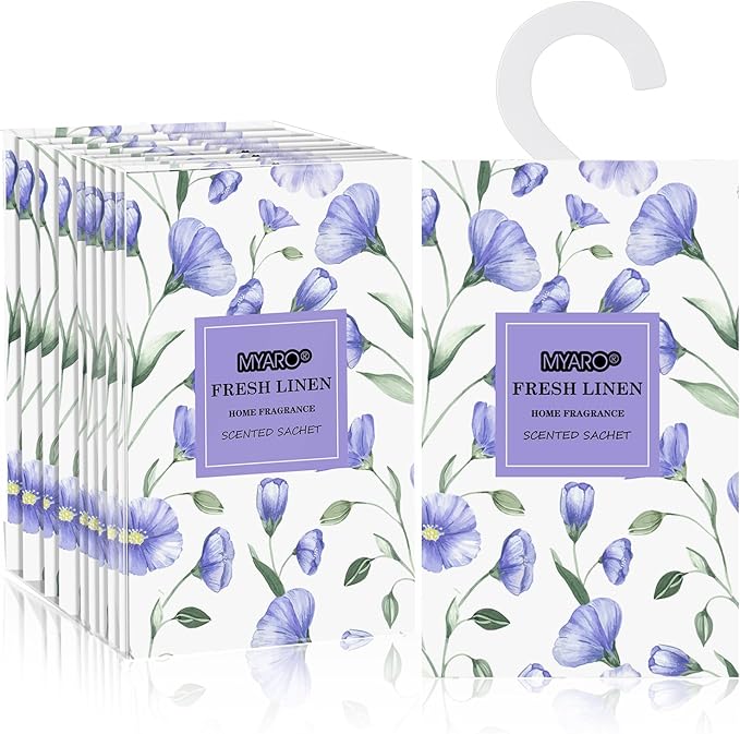 MYARO Large 12 Pcs Linen Scented Sachets for Drawer and Closet, Long-Lasting Sachets Bags Air Freshener Fresh Scents, Hanging Potpourri Bags Home Fragrance for Lover