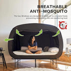 Bed Tent Full Bed Canopy Portable Dream Tent for Adult Indoor Sleeping Tents with 2 Doors Breathable Private Space Tents, Black