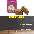 Rose Coils Incense (48 PCS) Spiral Incense Coil Incense Holder Burner, Natural Chinese Incenses Coils Spiral Design for Long-Lasting Fragrance