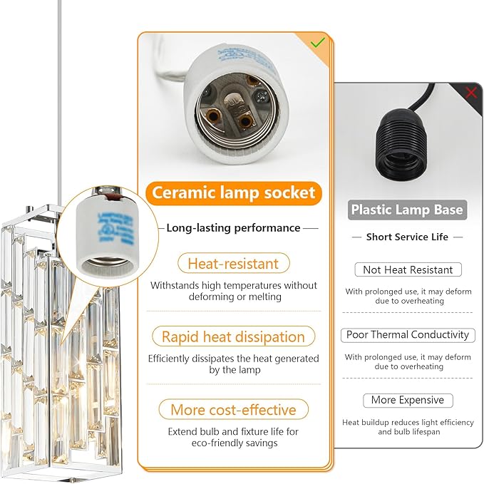 Chrome Pendant Lighting Modern Pendant Light, Mini Crystal Chandeliers,Adjustable Pendant Light Fixture for Kitchen Island Dinning Room Bedroom (3 Pack)