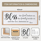 Bless the Food Before Us, the Family Beside Us, and the Love between us Framed Wall Art for Dining Room, 40''×15'' Holy Positive Religious Rustic Bible Verse for Christian God Jesus Christ Prayer