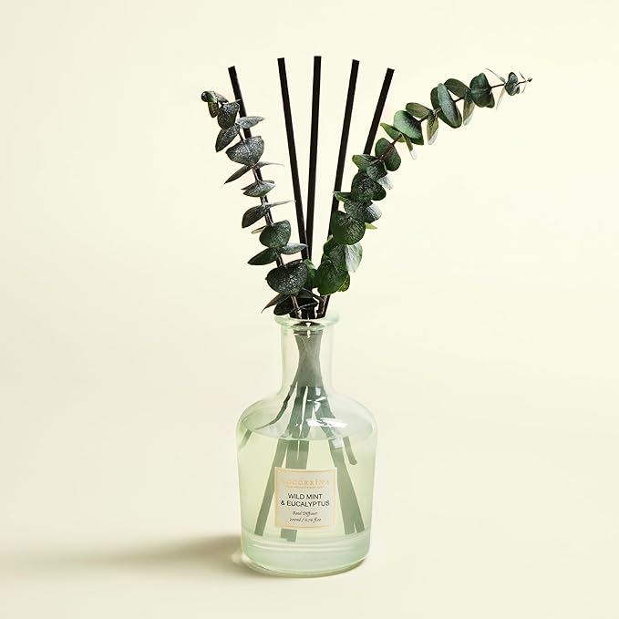COCORRÍNA Eucalyptus & Wild Mint Reed Diffuser – 6.76 oz Essential Oil with Sticks & Dried Eucalyptus, Home Fragrance for Bedroom or Bathroom Décor