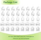 Small Glass Bud Vases for Centerpieces - Hewory 40pcs Clear Sturdy Cute Flower Vases Bulk, Mini Bottle Vase for Wedding Home Decor Birthday Party Events Mother's Day Bridal Shower Gifts Table Decor