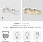 Siljoy 6-Light Modern Crystal Chandelier for Dining Room, Rectangular K9 Crystal Raindrop Chandelier, Rectangle Pendant Ceiling Light Fixture for Living Room Kitchen Island L31.5'' x W10'' x H10''