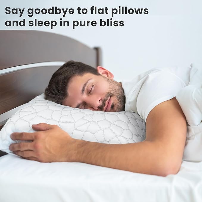 Memory Foam Pillows for Sleeping High Cooling Pillows Best Pillows for Sleeping Support Adjustable Bed Pillow Queen Pillows with 2 Extra Fill