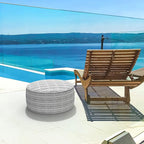 LVTXIII Outdoor/Indoor Inflatable Ottoman, Patio Footrest Stool, Portable Round Ottoman for Patio Garden, Camping or Home, Herringbone Black White