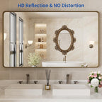 WEER 50x30 Inch Bronze Bathroom for Wall, Farmhouse Oil Rubbed Bronze Mirror, Rectangle Bronze Vanity Mirror with Aluminum Alloy Brushed Metal Frame, Tempered Glass, Anti-Rust (Horizontal/Vertical)