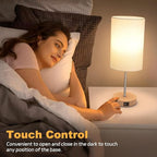 AKASUKI 18Inch Table Lamp with Dual Charging Station, 3 Way Dimmable Touch Lamp for Bedroom, Living Room, Office(LED Bulb Included)