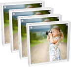 4 Pack Clear Booth Photo Frame 5'' x 5'', Perspex Square Picture Frame, Acrylic Photo Frame for 5x5, 4x4, 3x3 Picture Display, Frameless, UV Protection