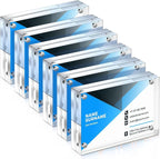 Xuhal Acrylic Business Card Frame 2.5 x 3.5 inch Clear Double Sided Magnetic Photo Block Frames, 20mm Thickness Frameless Wallet Size Picture Frames Stamp Display Stand for Home Office Decor (30 Pcs)