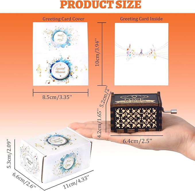 Antique Style Laser Engraved I Can't Help to Falling in Love with You Hand Cranked for Her - Musical Box, Elegant Romantic Gift for Wedding, Anniversary, Birthday (Women, Her)