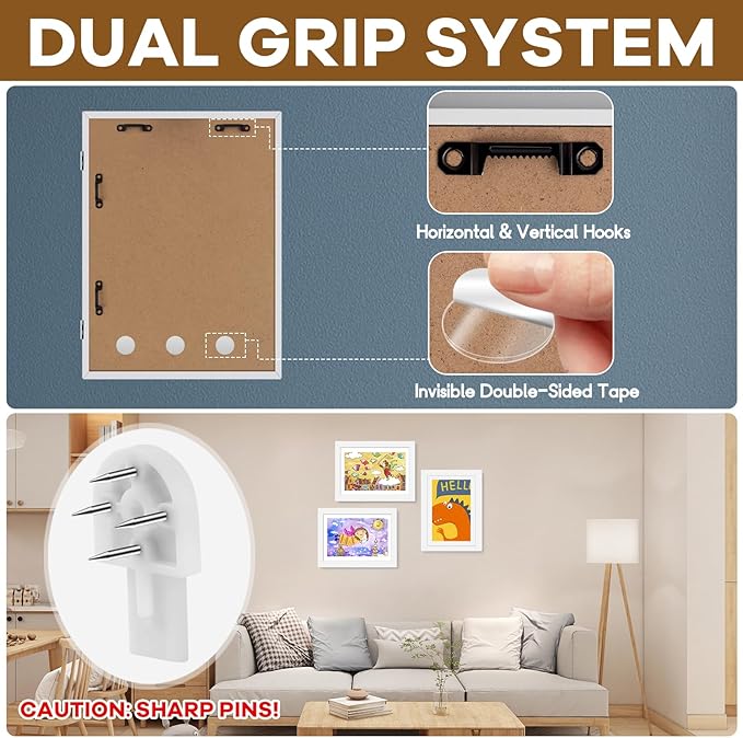 3 Pack Kids Artwork Frames 10x12.5 Inch Changeable Kids Art Frame with Front Opening for Art Display, Horizontally Vertically Wall Mount for Kids Drawing & School Projects (White)