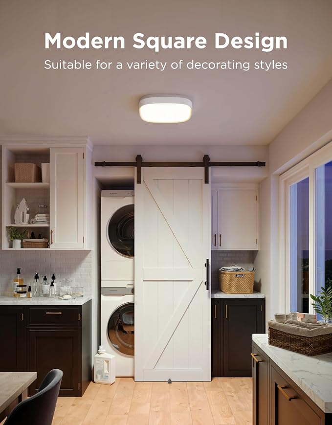 Govee Smart Ceiling Light, RGBIC LED Square Ceiling Light Fixture Works with Matter, 2400LM Flush Mount Light Fixture, DIY Colors, 2700K-6500K Dimmable for Bedroom, Living Room, 12 Inch, 1 Pack