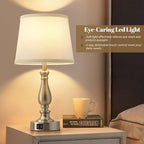 Table Lamps for Bedrooms Set of 2 - Touch Bedside Lamps with USB C+A Ports, 3 Way Dimmable White Nightstand Lamps for End Tables, Farmhouse Night Stand Lamps for Living Room Bed Side Guest Room