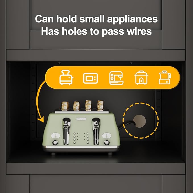 Tall Narrow Storage Cabinet 66.93" H Tall Bathroom Cabinet Metal Pantry Cabinets, 4 Adjustable Shelves for Kitchen, Home Office, Living Room, Dinning Room (20 inches Wide Black)