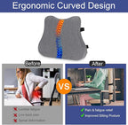 HOMBYS Ergonomic Lumbar Support Pillow for Recliner Chair, Memory Foam Back Support Cushion for Elderly,Back Support Pillow with Dual Extension Straps,Extra Large Lumbar Support Pillow