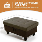 Ottoman Rectangular Storage Ottoman Bench, Flannel Footrest Stool Footstool with Lid for Living Room, Bedroom, Entryway, Taupe&Black, 35"x23.5"x17.5"
