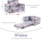 Toddler Chair Kids Couch, 2-in-1 Toddler Soft Sherpa Couch Fold Out Armchair Glow in The Dark with Removable Cover, Convertible Reading Chair Toddler Sofa for Kids, Football