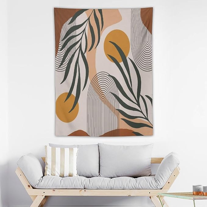 ICMOLYYENLO Boho Plant Aesthetic Tapestry, Abstract Medieval Arch Sun Home Aesthetic Wall Hanging For Bedroom Living Room Dormitory Tapestry 60x60 Inches