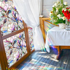 Stained Window Film Decorative Purple Magnolia Flower Static Glass Clings Stickers for Home Office Living Room Bedroom Glass Windows Door Decor 16.93 x 39.37 Inches