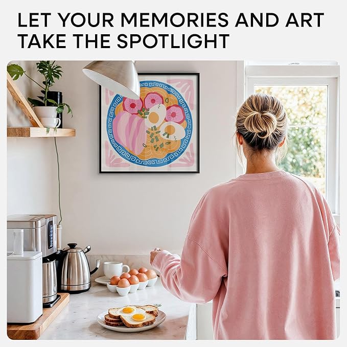 Homeforia 16x16 Picture Frame Black, High End Metal 16x16 Square Poster Frame Matted to 12x12 Print, 16 x 16 Black Frames with Mat 12 x 12 Photo, 16by16 Thin Frames, Tempered Glass, Wall Kit, Set of 1