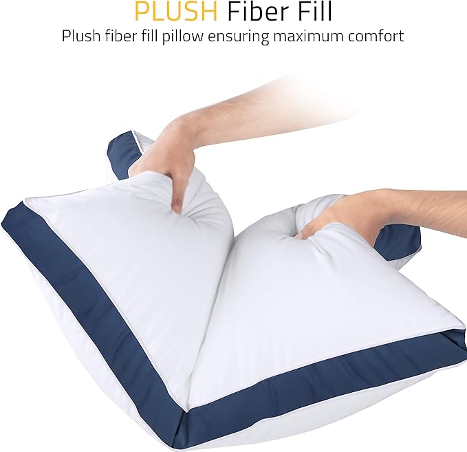 Utopia Bedding Bed Pillows for Sleeping Queen Size (Navy), Set of 2, Cooling Hotel Quality, Gusseted Pillow for Back, Stomach or Side Sleepers