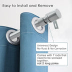 Curtain Rods for Windows 16 to 120 Inches Adjustable Length 1 Inch Diameter Window Curtain Rod with Aluminium End Cap, Silver Gray