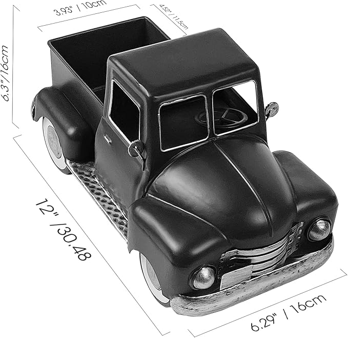 Farmhouse Black Truck Decor, Metal Pickup Truck Car Model, Vintage Truck Christmas Decor, Farmhouse Table Decor,Retro Truck Decor, Decorative Tabletop Storage