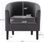 BELLEZE Living Room Chair, Linen Round Accent Barrel Chair, Club Tub Sofa Chair for Bedroom, Corner Chair with Flared Legs and Cozy Soft Padding - Highland (Gray)