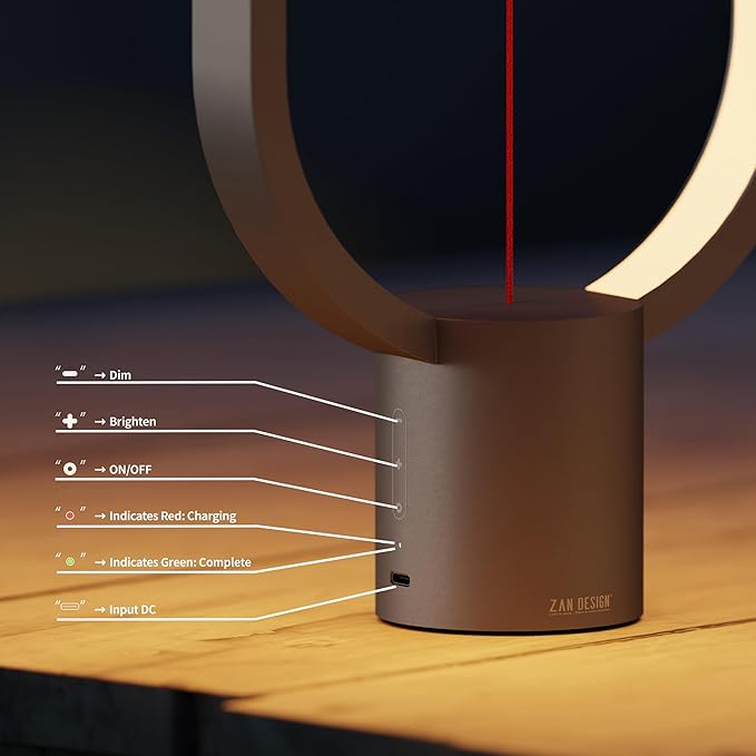 Table Lamp for Bedroom - Balance Lamp,Bedside Lamp with Touch Dimmer,Nightstand Lamp,3 Level Brightness Rechargered Night Light for Home,Office,College Dorm (Black)