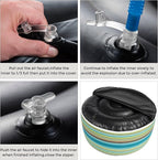 FUNHOME Inflatable Outdoor Ottoman with Air Pump,20"x9" Portable Patio Pouf,Water Resistant,Fade-Resistant,Round Blow Up Footrest Stools for Home Garden Camping Travel(Green Stripe)