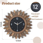 Honiway Wall Clock Battery Operated 12 in Rustic Wood Boho Sunburst Decorative Wall Clock Silent Non Ticking Farmhouse Small Wall Clocks for Living Room Kitchen Bathroom Bedroom Decor (Tricolor)