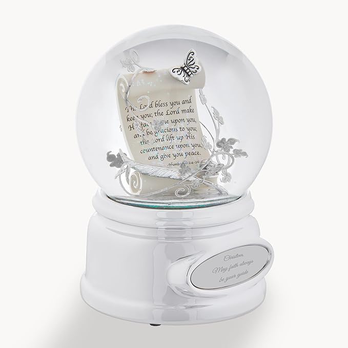 THINGS REMEMBERED Engraved Inspirational Prayer Scroll Musical Snow Globe, Plays “Amazing Grace” Music, Beautiful and Unique Gift (Free Customization)