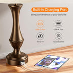 Upgraded Touch Lamps for Night Stands Set of 2 - Bedside Lamps with USB C+A, 3 Way Dimmable for Bedroom Living Room End Tables Office(Brown)
