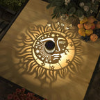 4 Pack Solar Fence Lights Metal Solar Powered Outdoor Wall Deck Step Lights Sun Moon Theme Waterproof Fence Light for Garden Post Patio Backyard Yard Decor, Gardening Gifts for Women Mom Grandma