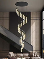 Large Crystal Chandeliers for High Ceiling H150inch Large Spiral Crystal Column Chandelier Lighting for Foyer Entrance 32-Light Black