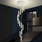 Long Spiral Crystal Chandelier Lighting for Foyer Silver 12-Light Staircase Chandelier High Ceiling Slopped LED Dimmable 2700K-6000K