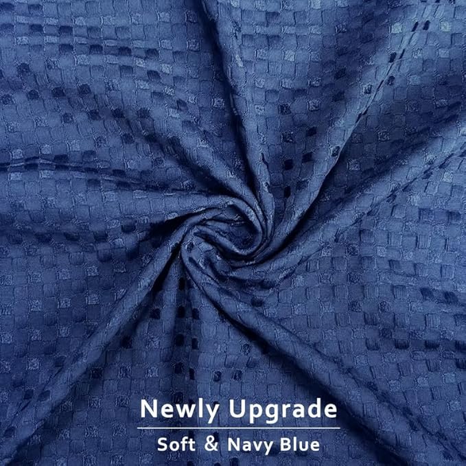 MIYE Pleated Waffle Weave Bed Skirt, Tailored Dust Ruffle 14 Inch Drop Easy Fit, Machine Washable (Navy Blue, Queen - 14" Drop)