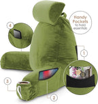 Nestl Reading Pillow Large Bed Pillow, Back Pillow for Sitting in Bed Shredded Memory Foam Chair Pillow, Reading & Bed Rest Pillows Calla Green Back Pillow for Bed, Bed Chair Arm Pillow with Pockets