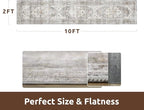 AMOAMI-2X10 Runner Rug-Washable Runners for Hallways-Soft Non Slip Bedside Rugs for Bedroom-Vintage Long Rug for Hallways Entryway Laundry Room Stair Kitchen Bathroom Grey