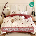 Heart Comforter Set King Size - 3 Pieces Red White Heart Comforter Bedding Sets for Girls Kids,King Bed in a Bag with Heart Love Comforter and 2 Pillowcases