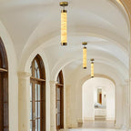 20" Alabaster Pendant Lights, 2PCS Natural Marble Cylinder Brass Pendant Light, Adjustable Modern Ceiling Light Fixtures for Kitchen Island, Dining Room, Bedroom, Living Room, Bathroom