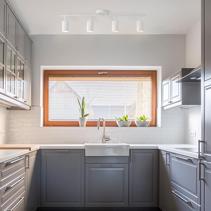 Globe Electric Pratt 4-Light Track Lighting, Matte White, Bulb Not Included