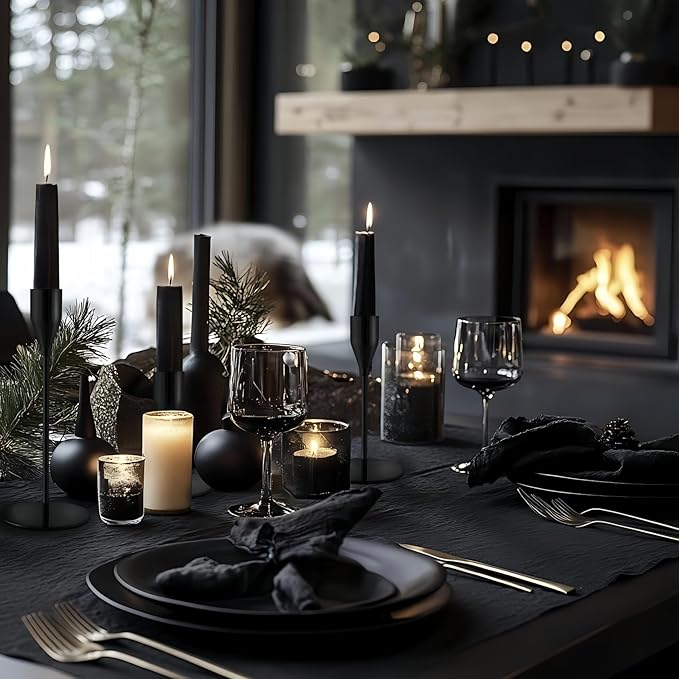 Black Taper Candle Holders for Wedding Table Centerpiece,Tall Taper Candlestick Holders Bulk Set of 15,Metal Candle Stick Holder Decor for Table or Mantel Centerpiece, Dinning, Party Home Decor