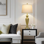 30" Tall Gold Table Lamp for Living Room, 3-Way Dimmable Touch Control Bedside Lamp for Bedroom Nightstand with USB A+C Ports & AC Outlet (1 Pack)