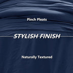 CozyLux Queen Comforter Set Navy Blue, 7 Pieces Soft Pinch Pleat Bed in a Bag Queen Comforter Set with Sheets, Boho Bed Set with Down Alternative Comforter, Sheets, Pillowcases & Shams