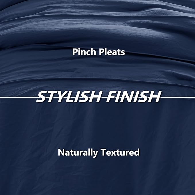 CozyLux Full Size Comforter Sets Navy Blue, 7 Pieces Soft Pinch Pleat Bed in a Bag Full Comforter Set with Sheets, Boho Bed Set with Down Alternative Comforter, Sheets, Pillowcases & Shams
