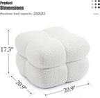 ONEVOG 21" Cream White Modern Ottoman, Square Fuzzy Couch Sherpa Pouf Ottoman, Tufted Fluffy Boucle Fabric Foot Stools, Upholsered Footrest & Coffee Table for Living Room Bedroom, Cute Pouf Home Decor