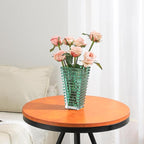 MCMCNCUIU Crystal Vase, Large Crystal Vases for Flowers, Green Large Flower Vase, Modern Glass Vases for Living Room, Bedroom, Kitchen, Dining Table, Mantle, Wedding, 9 Inches