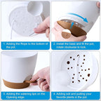 Uneed Indoor Self Watering Planters with Drainage Holes and Saucers, 7/6.5/6/5.5/5 Inch-5 Pots,for Indoor Plants, Herbs, Succulents (White)